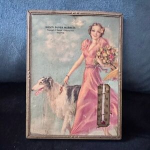 1930s Vintage advertisement with thermometer by the artist Jules Erbit